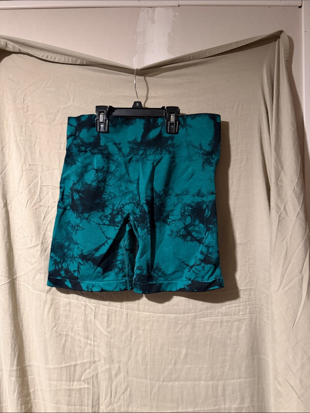 Teal and Black Tie-Dye Athletic Shorts